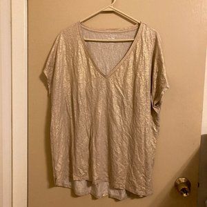 Neiman Marcus Gold Metallic V-Neck Top